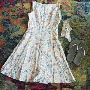 Bicycle Print A-line Dress